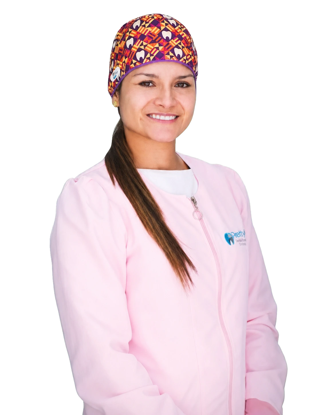 Dra. Laura Durán sonriendo con uniforme clínico